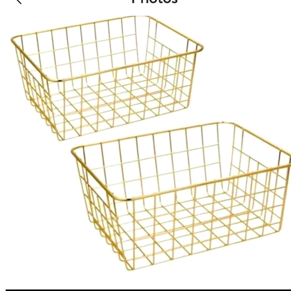 Yellow gold baskets, rectangular, set of 2, 9”x 7”NWT